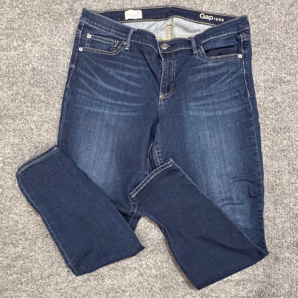 Gap 1969 Resolution Legging Jeans Womens 33 Dark Blue Stretch Skinny Denim